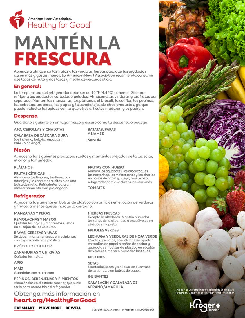 Infografía sobre el almacenamiento de alimentos para mantenerlos frescos