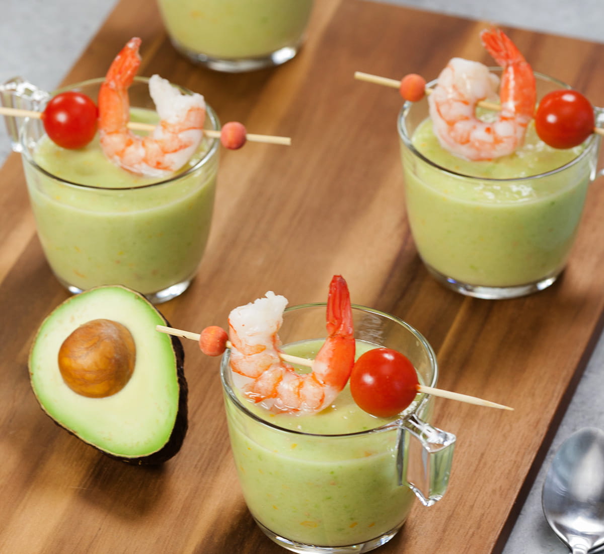 Chilled Avocado Gazpacho with Shrimp