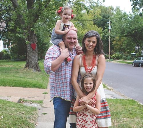 Greg Ortyl with this wife Becky and daughters Esme (on his shoulders) and Isla.