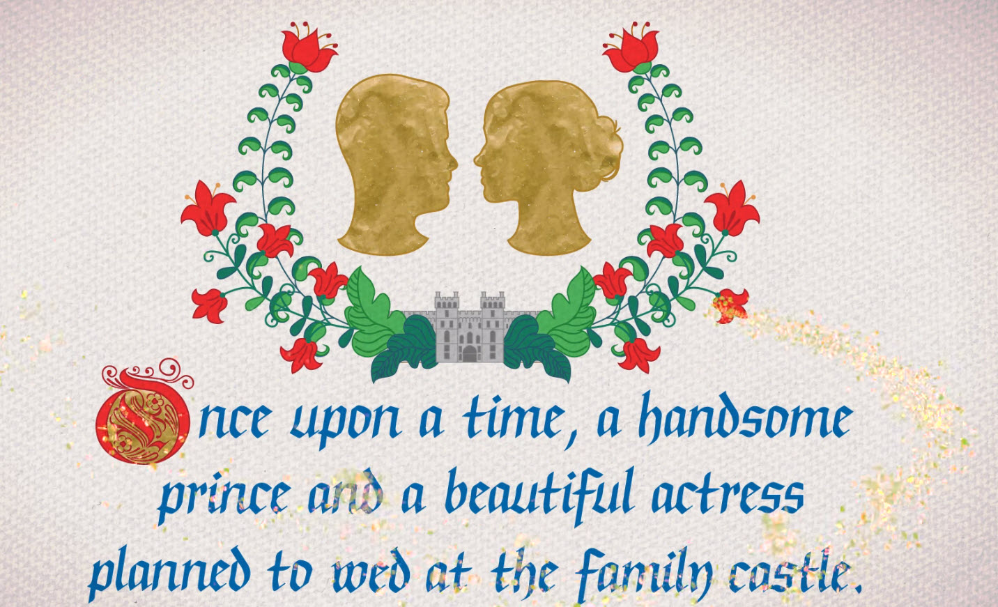 Screen visual of Royal marriage video