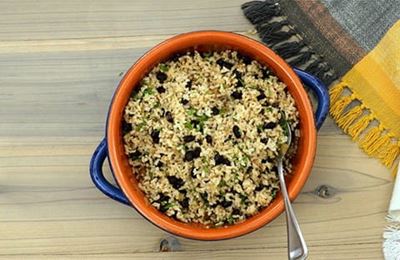 Bowl of grains and black beans