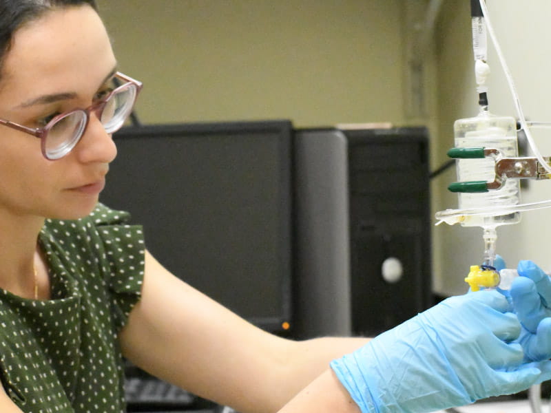 Paula Nieto Morales, a doctoral student at Florida State University College of Medicine, works in the lab of biomedical sciences professor Dr. José Pinto. (Photo courtesy of Paula Nieto-Morales)