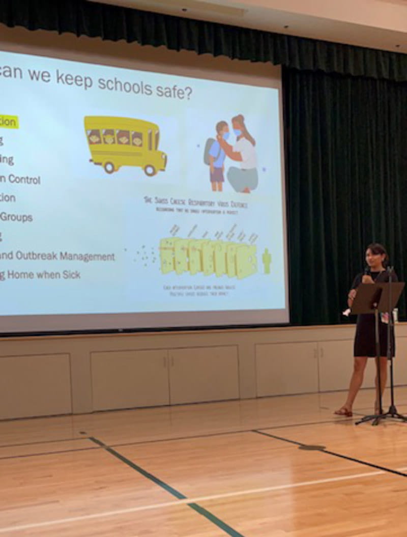 Dr. Priya Soni speaks about keeping students and schools safe from germs. (Photo courtesy of Dr. Priya Soni)