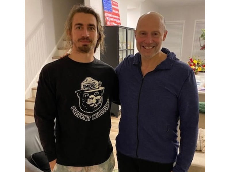 Don Milich standing with Boris Jerkovic, his swim coach