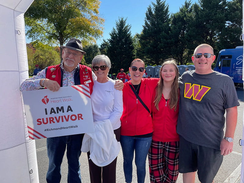 Denis and Pat Popp, daughter Christine Chewning, granddaughter Aubrie Chewning and son-in-law Allen Chewning at the 2024 Central Virginia Heart Walk in Richmond