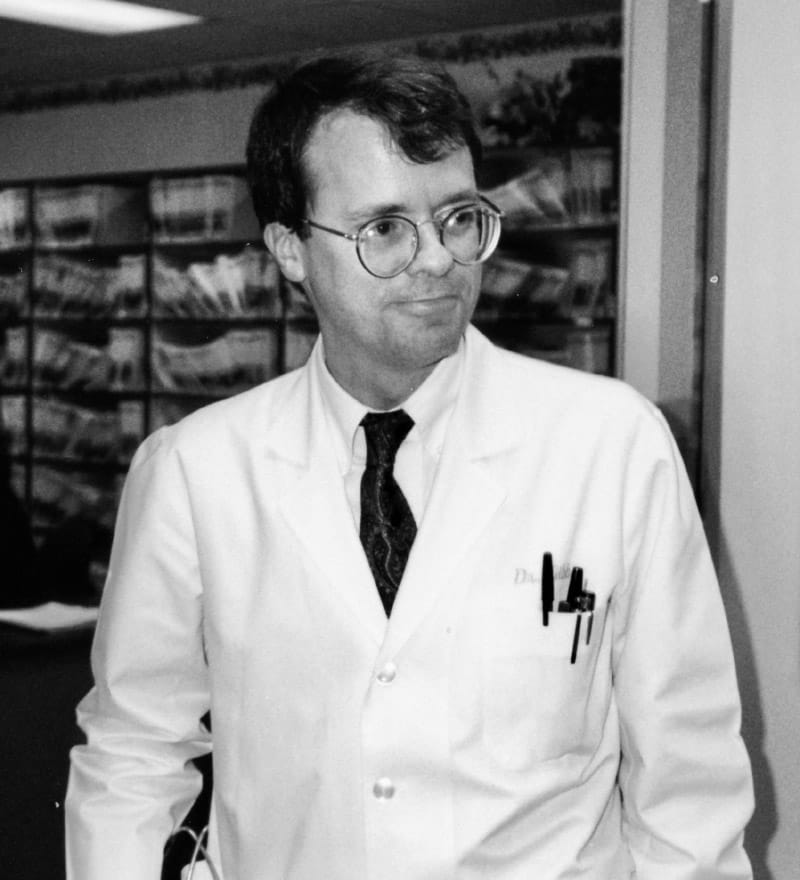 Dr. Daniel Gibbs in his neurology office in Portland, Oregon, in the early 1990s. (Photo courtesy of Dr. Daniel Gibbs)
