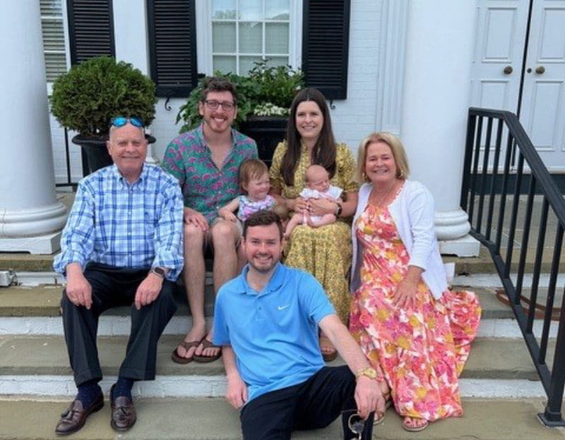 Mac Cheek with his family. Clockwise from left: Mac Cheek, Jake and Erin Aberman holding daughters Layla and Emery, Erin Cheek and Trey Cheek. (Photo courtesy of Mac Cheek)