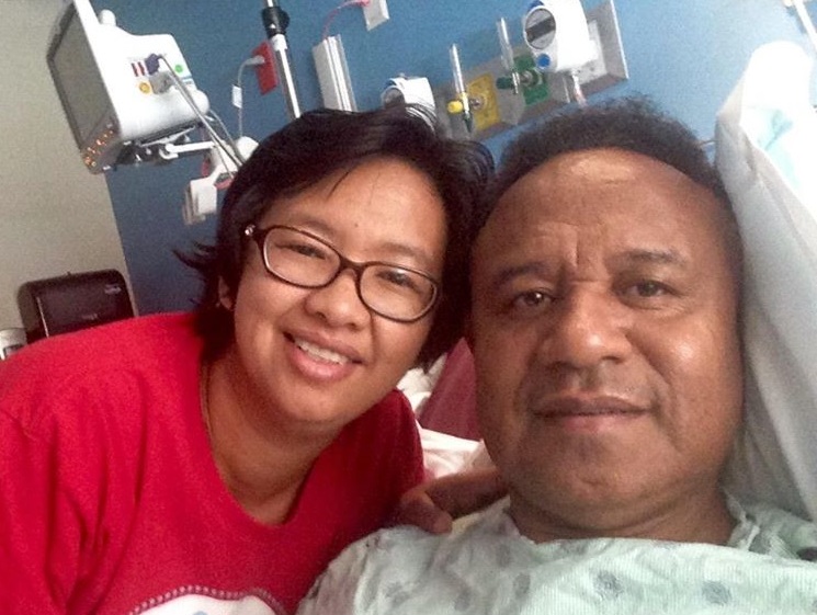 John Lavaki in the hospital with wife, Arlene. (Photo courtesy of John Lavaki)