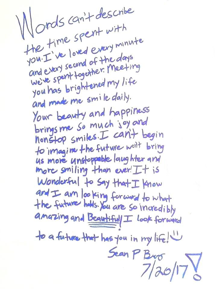 Note Sean wrote on Tara's garage after his first visit.