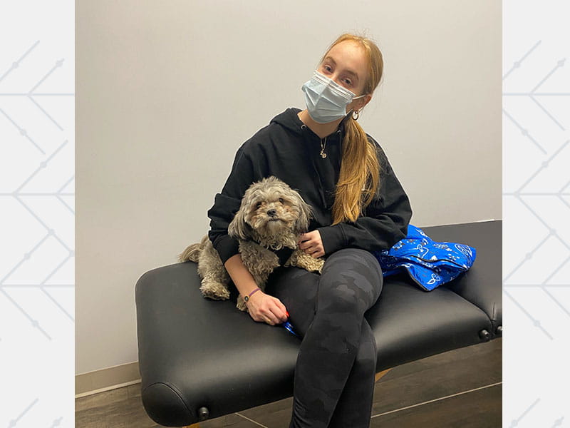Liv at therapy with Hope, Dr. McAllister's dog.