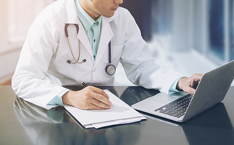 Physician with a laptop