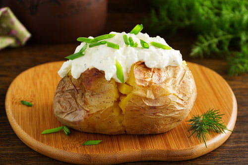 baked potato with toppings