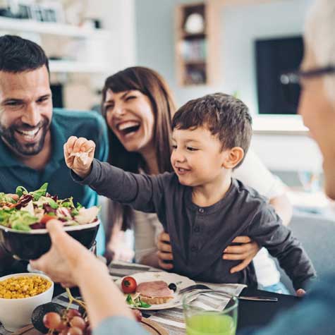 Family eating salad together