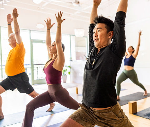 Group of adults during yoga class