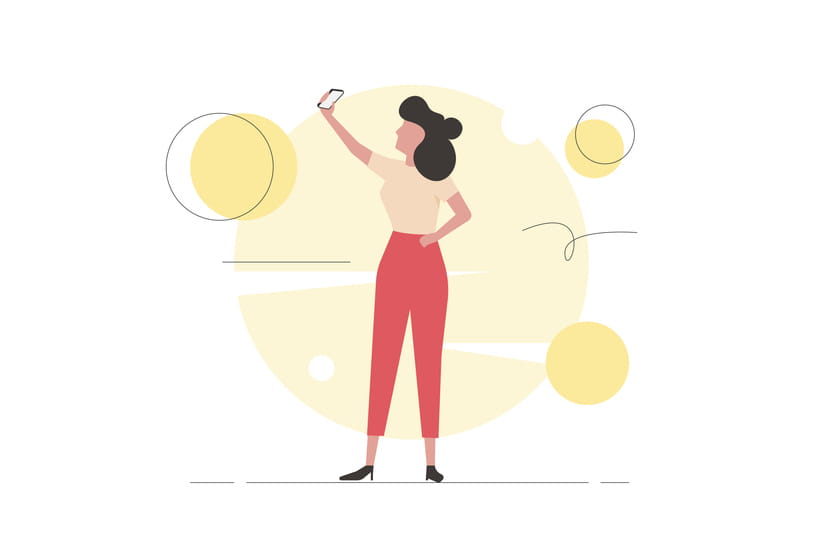 graphic design image of a woman taking a selfie