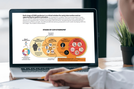 Health care professional viewing the CKM care model on a computer