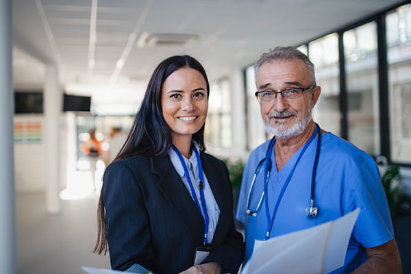 Healthcare workers smiling