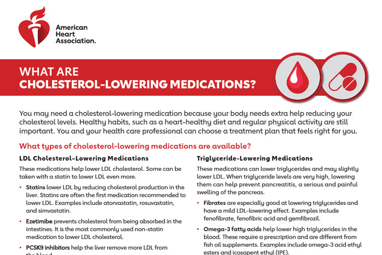 Cholesterol medications fact sheet