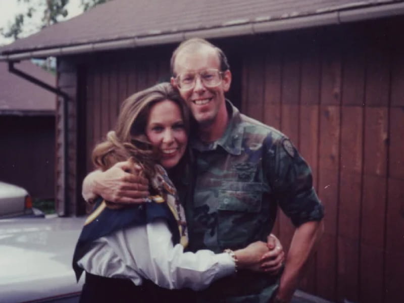 Bonnie Carroll (left) with her husband, Brig. Gen. Tom Carroll, whose death in 1992 led Bonnie to start a nonprofit to help other survivors. (Photo courtesy of Bonnie Carroll)