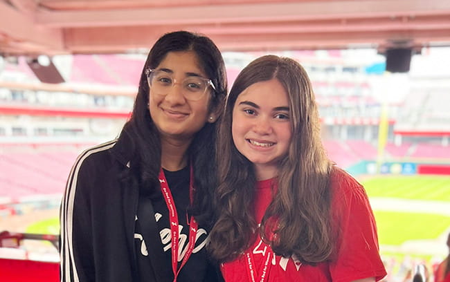 2023 National Teen of Impact Winner, Paige Levine, with a friend
